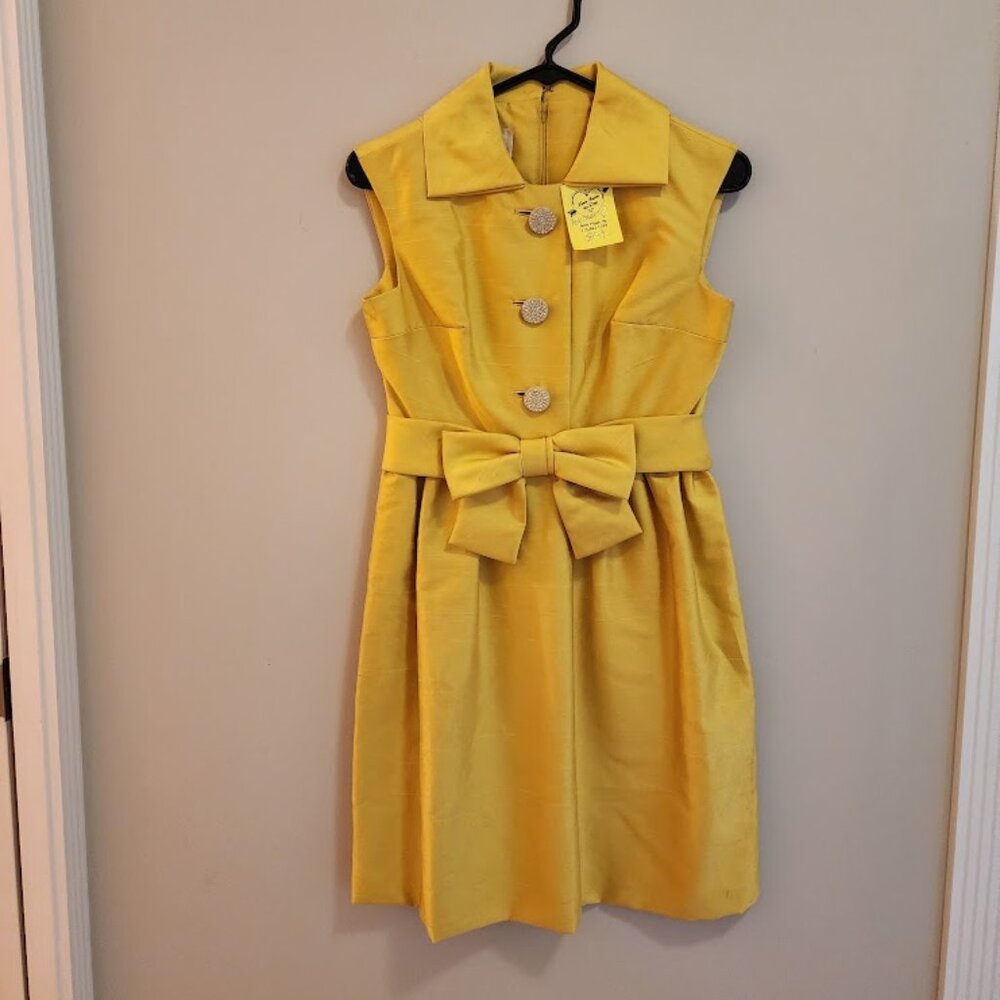 Vintage 1960s Yellow Collared Dress By Leo Narducci